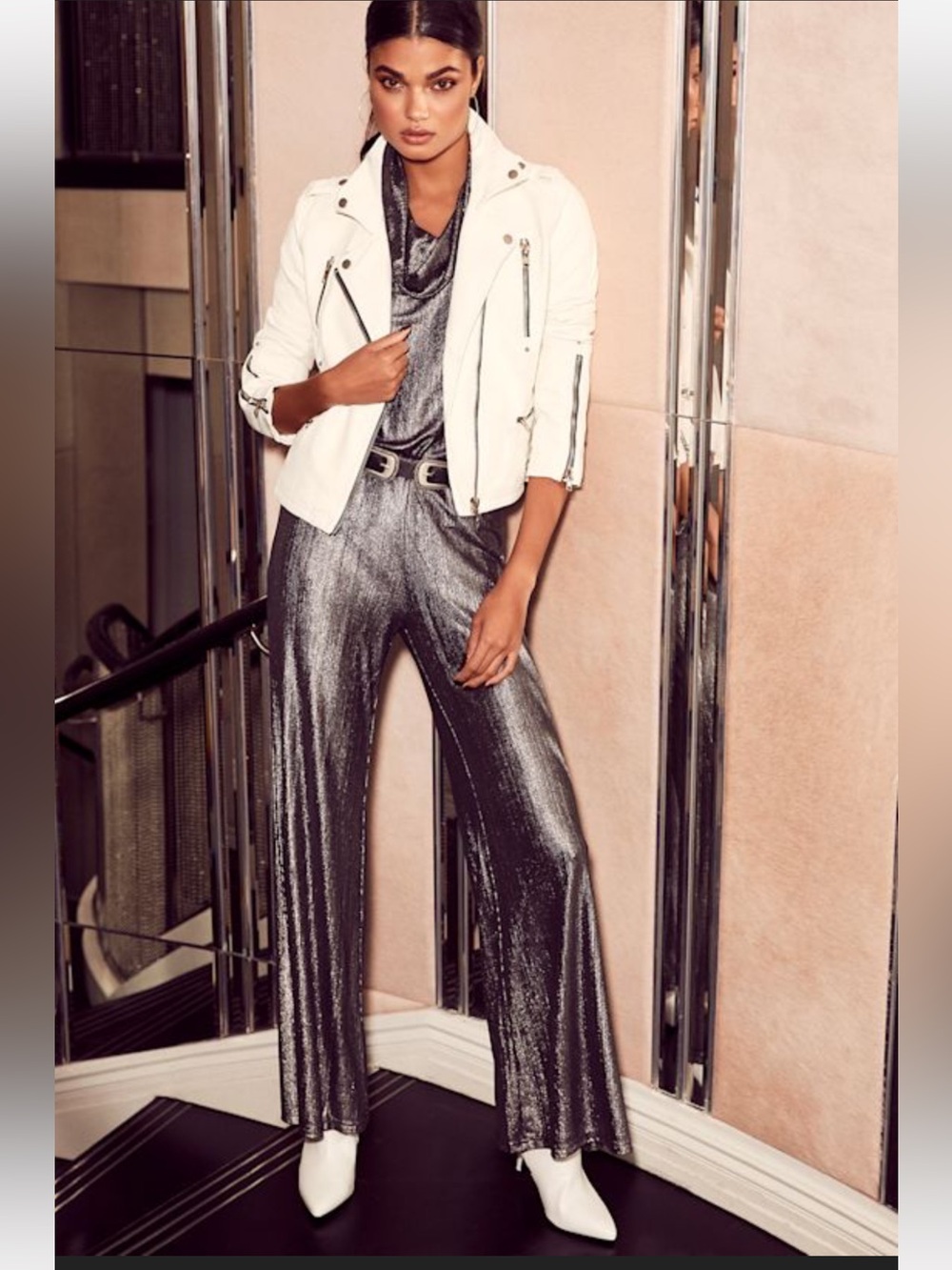 Womens Metallic gunmetal Wide-Leg Pants - S New with tag 84.00